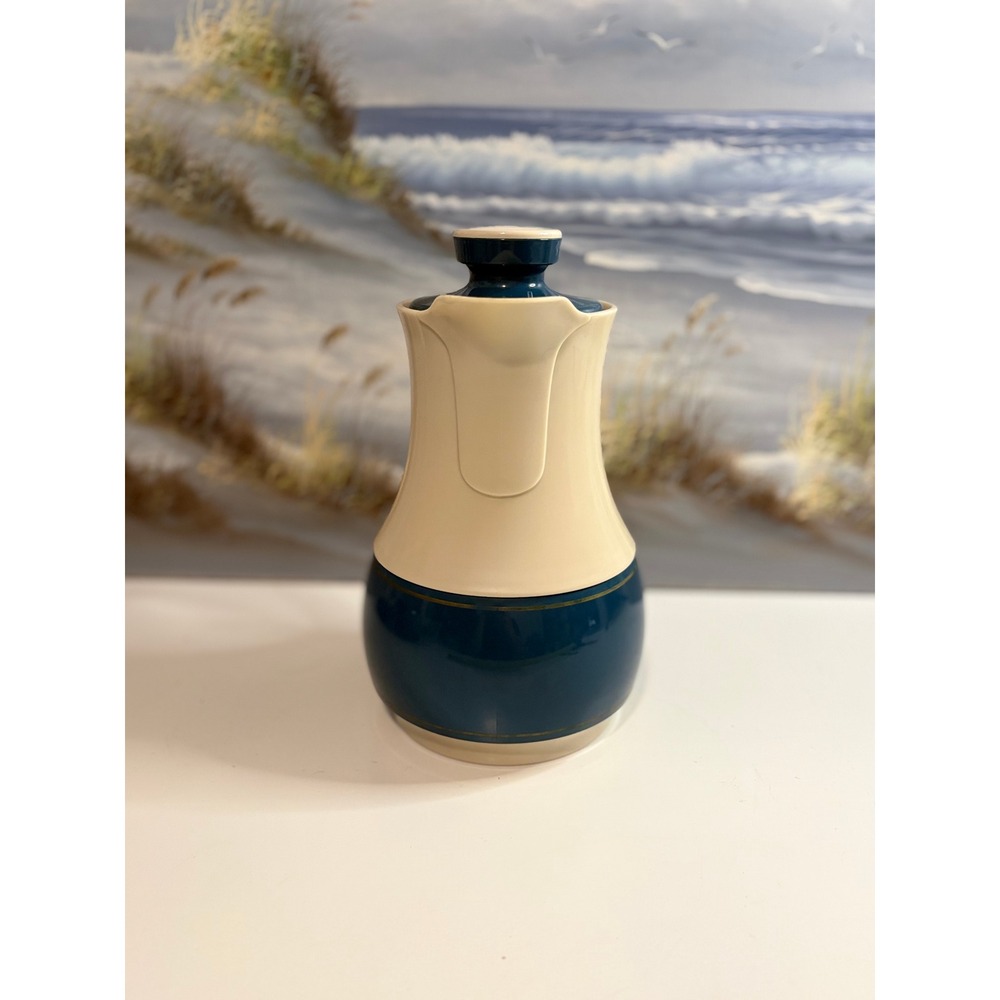 Vintage Thermos Ingrid No 570 Thermal Carafe Teal Cream West Germany MCM Pitcher - Picture 2 of 9